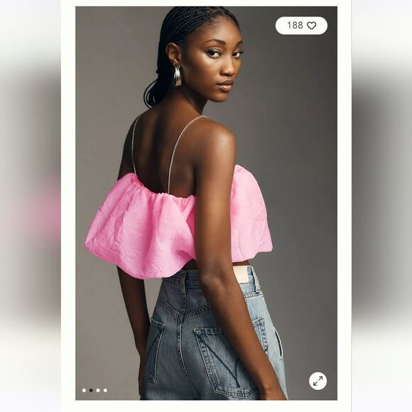 Anthropologie Maeve Diamond Strap Crop Top M NWT - Picture 5 of 6